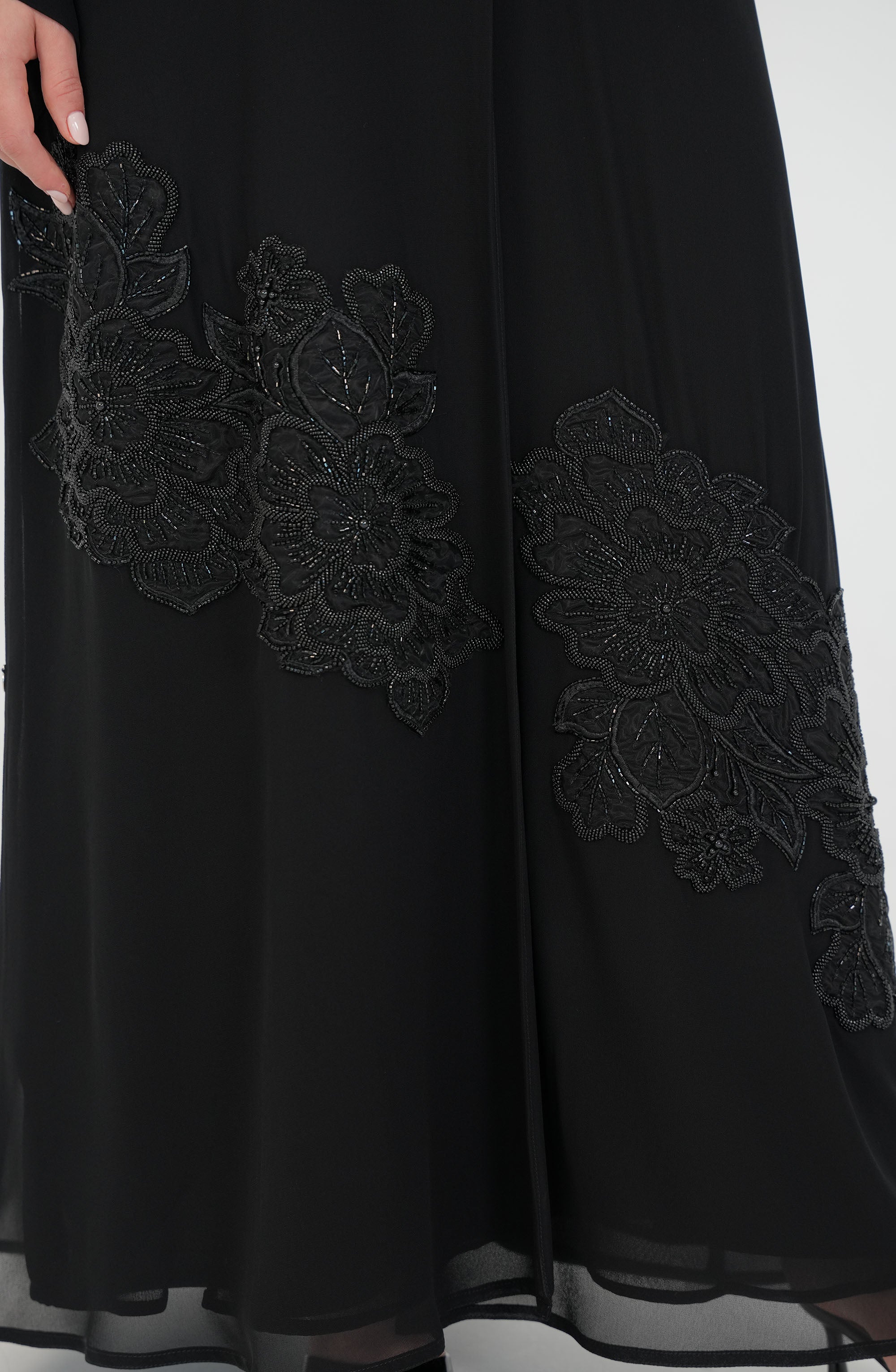 FAYE Double Chiffon - Embroidery with handwork beads and Foolak Abaya FM 1107