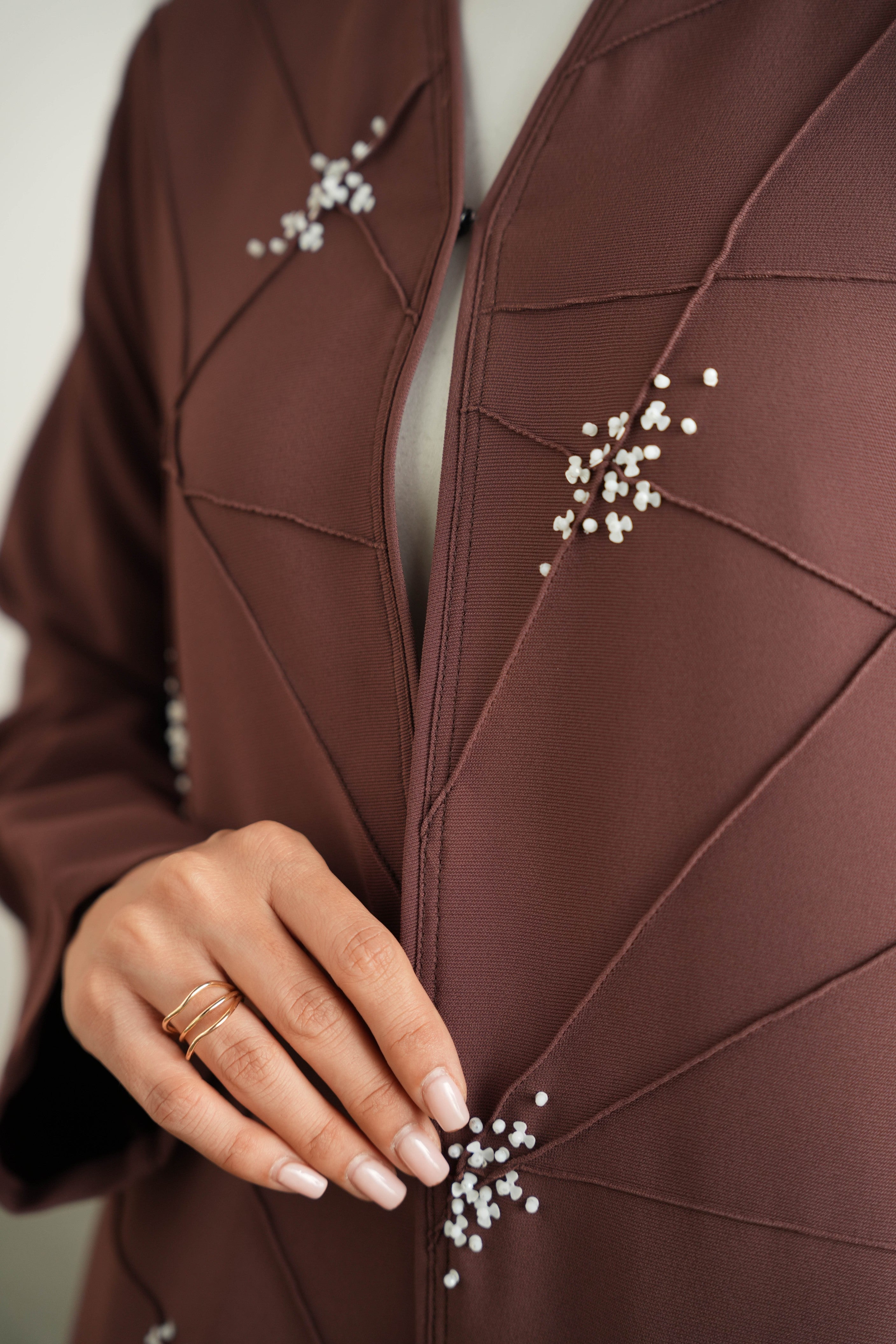 FAYE Mocha Brown Italian Crepe Abaya FM 1106
